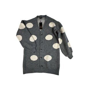 JQ By Jenerique Womens One Size Polka Dot Cardigan Grey Lagenlook Cozy Coatigan